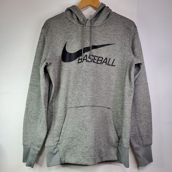 Nike Baseball hoodie Sweatshirt Mens Medium Fleece DRI-FIT Graphic Logo Gray - Picture 1 of 10